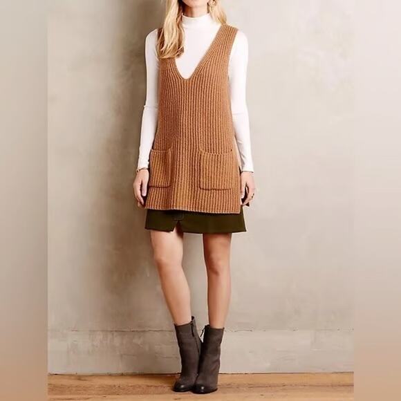 Moth Tan V-Neck Sweater Vest - Picture 1 of 10